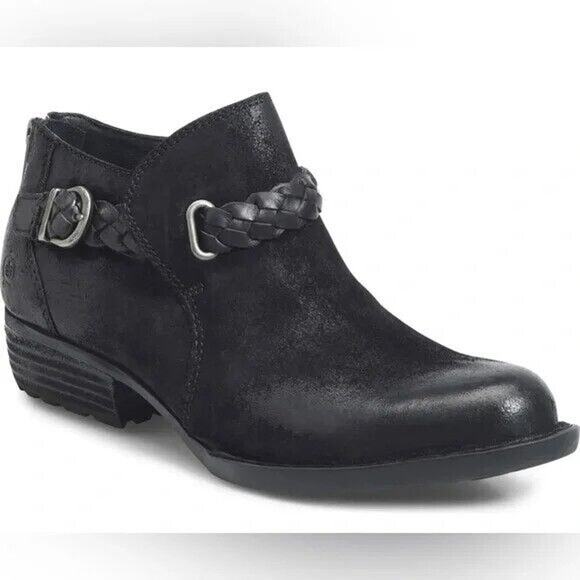 Born Sylvia F13703 Women's Black Suede Back Zip Ankle Bootie Size 7M NWT - Picture 1 of 7